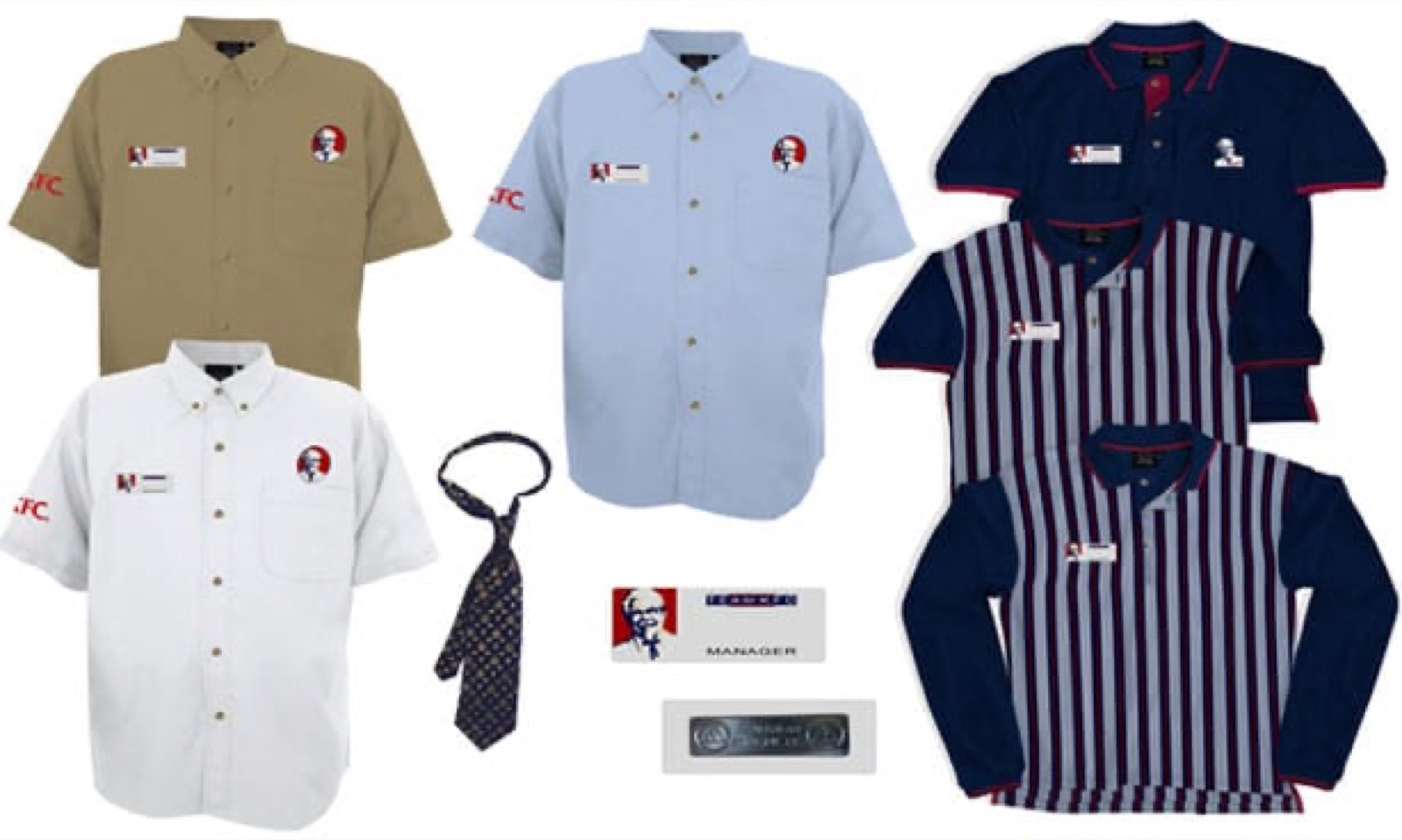KFC manager shirt, tie and name-badge uniform set